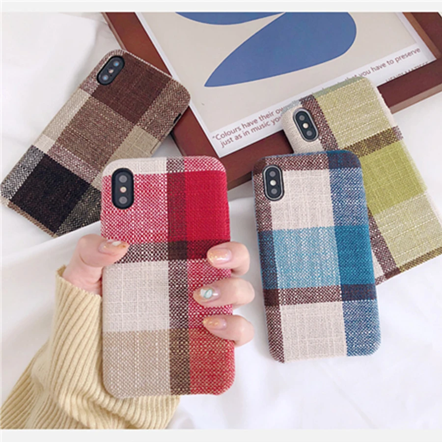 Тёплый клетчатый мягкий чехол из ТПУ с тканевой текстурой для Iphone 11 ультратонкий