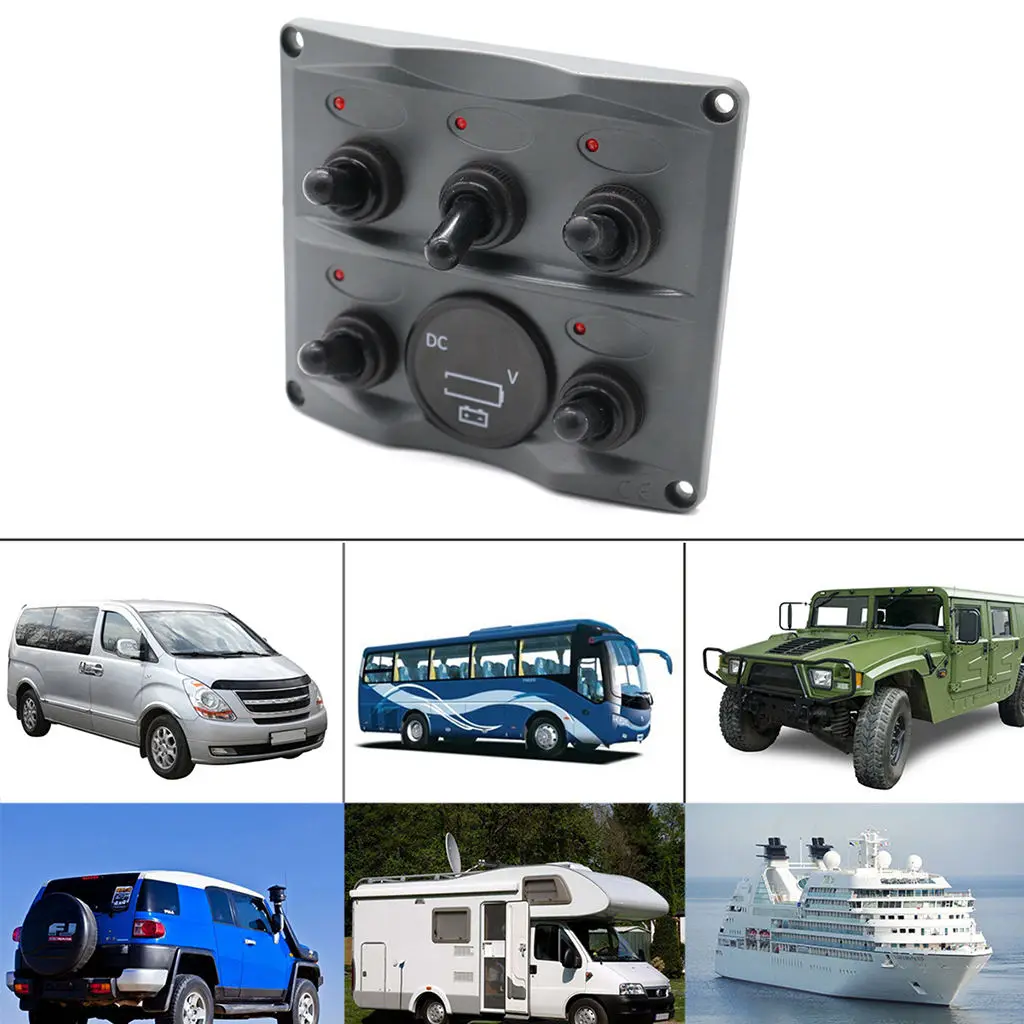 

Marine 5 Gang + Battery Gauge Toggle Switch Panel Digital LED Back Light
