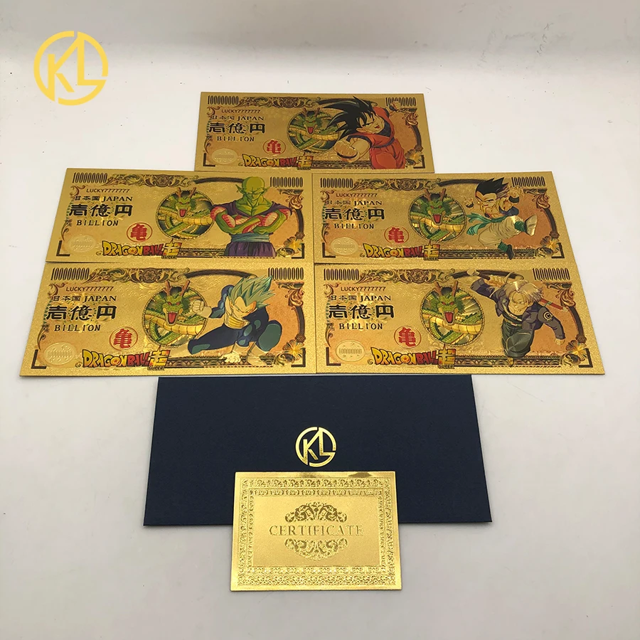 10 шт./лот японский аниме DBZ цельный персонаж Золотой Сувенир банкнота для