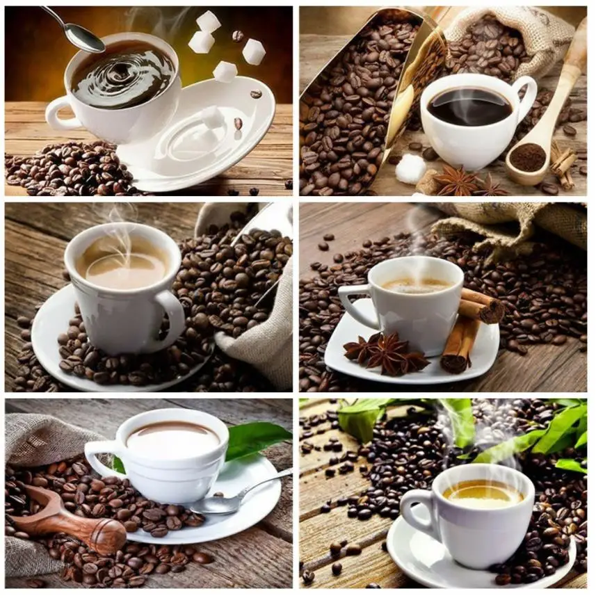 coffee cup diamond painting beans rhinestone embroidery picture kit dotz toys mosaic art wall sticker cafe decor diy | Дом и сад