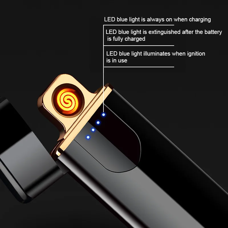 Металлическая двойная дуговая Зажигалка USB зарядка Сенсорный режим индукция