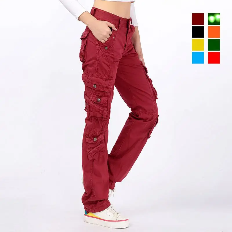 

2021 New Women Cargo Pants Handsome Pattern Outdoor Mountaineering Trousers Woman Casual Multiple Pocket Pant Various colors