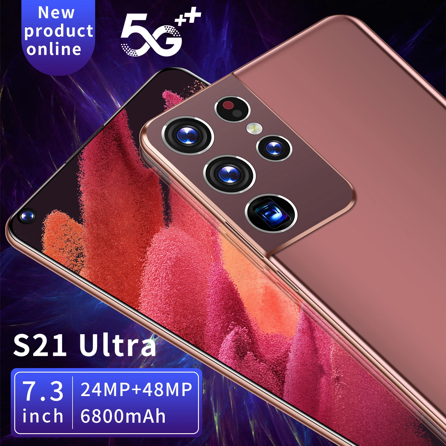 

Hot Sell S21 Ultra 5G Network 256/512GB Fingerprint Unlock Andriod 10 Cell Phone Global 7.3 Inch Face ID 1440*3220 Smartphones