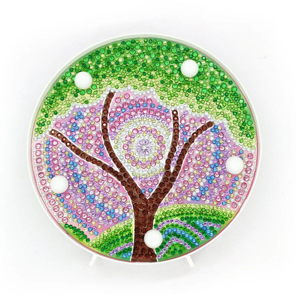 

HeeBenor LED Diamond Lamp Green Tree Style DIY Luminous Night Light Home Ornament Mosaic Painting Bedroom Decoration Gifts