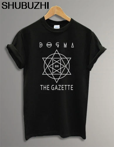 Мужская футболка Dogma The Gazette с логотипом черная унисекс круглым вырезом летняя