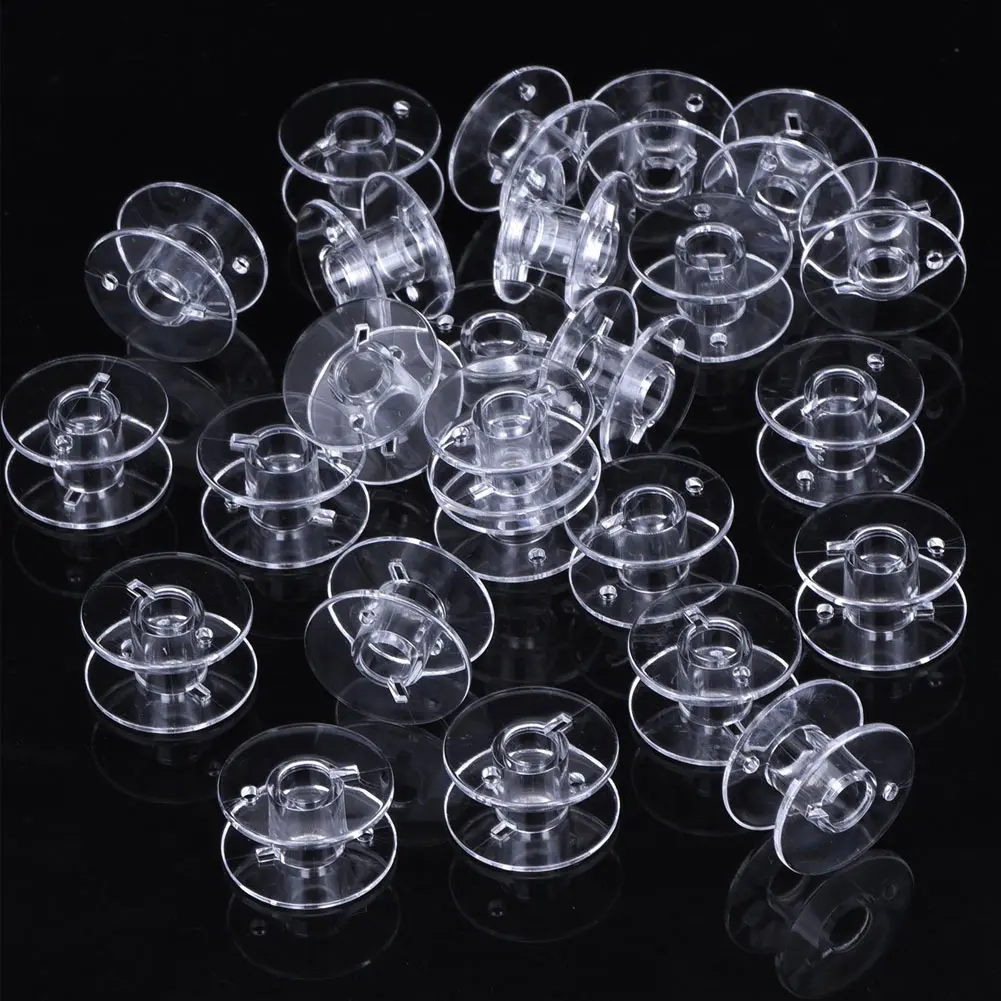 'The Best 25Pcs Empty Bobbins Sewing Machine Spools Clear Plastic with Case Storage Box for Brother Janome Singer Elna 889 | Дом и сад