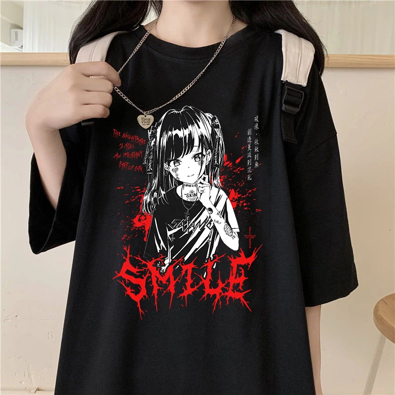 

Summer Street Retrostyle T-shirt Women Gothic T-shirt New Ins Harajuku Plus Size Loose Print Top Punk Tee Y2k T-shirt 00003