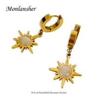 monlansher natural stone polaris drop earrings gold color titanium steel dangle earrings trendy earrings jewelry for women gift