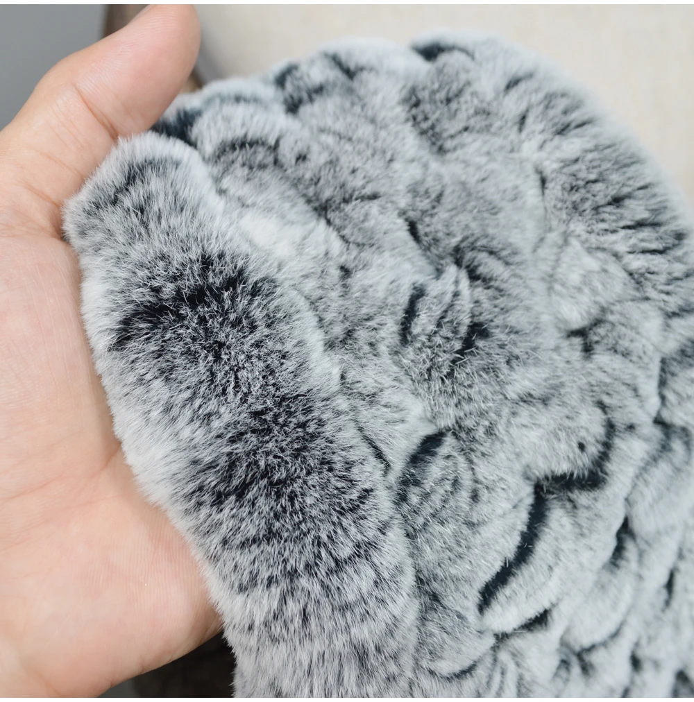 Winter Long Style Women Real Rex Rabbit Fur Scarf Rex Rabbit Fur Warm Soft Ring Scarfs High Quality Knit Rabbit Fur Scarves