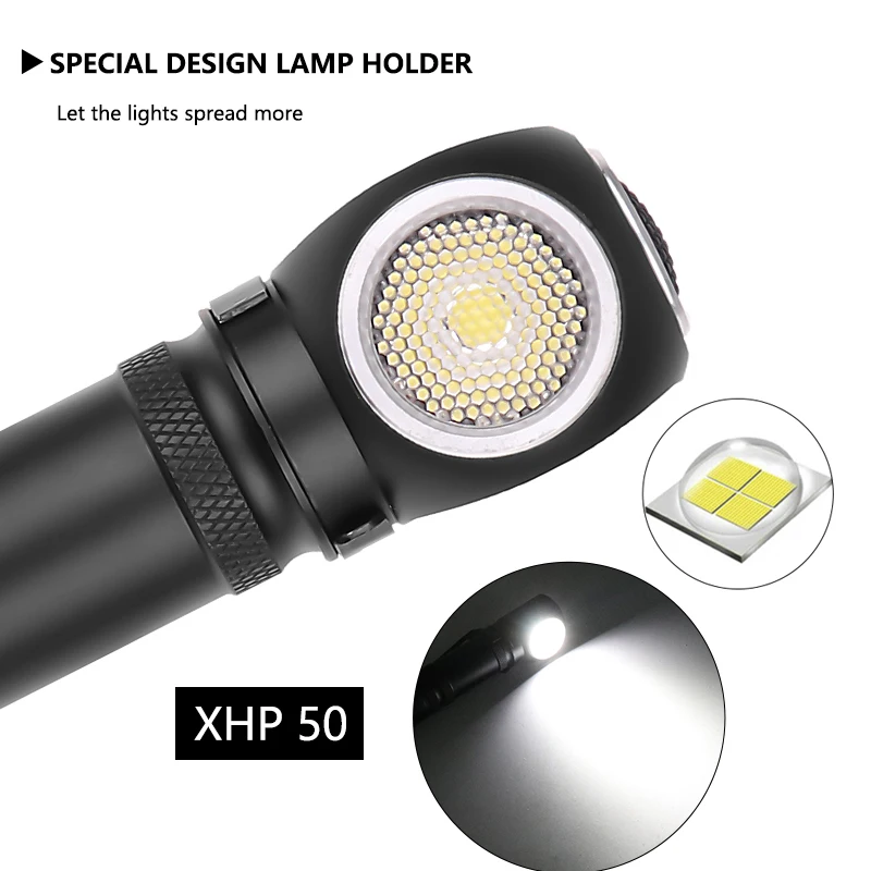 Мини Многофункциональный xhp50 фонарик светодиодный фонарь переносная Рабочая лампа Магнит USB Перезаряжаемый встроенный аккумулятор 1800 мАч