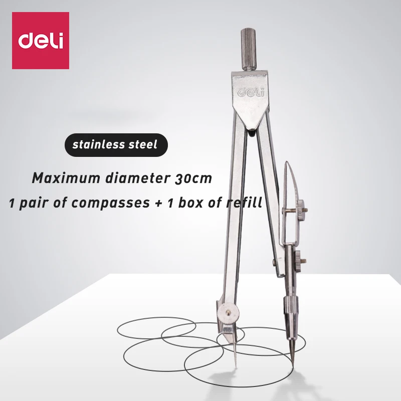 

Deli Metal compass set For students Engineering Drawing Set With pencil lead For designers Exam tools stationery Office Supplies