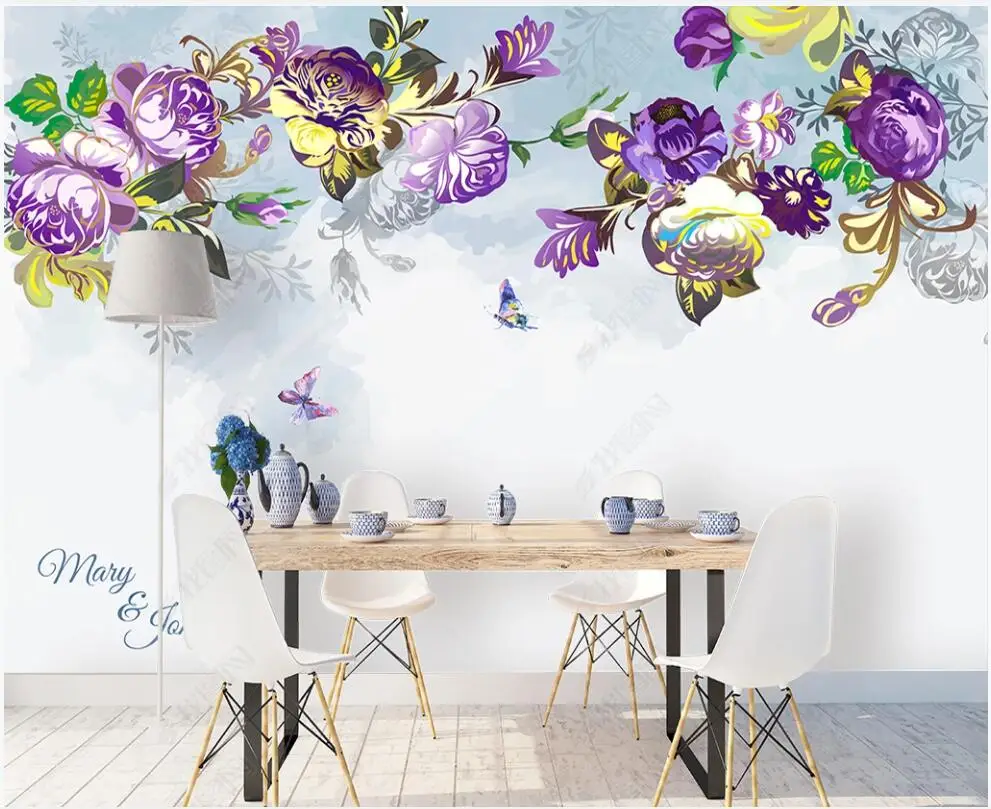 

custom mural Photo wallpaper European colored rose plant flower vine living room home decor 3d wallpaper for walls in rolls