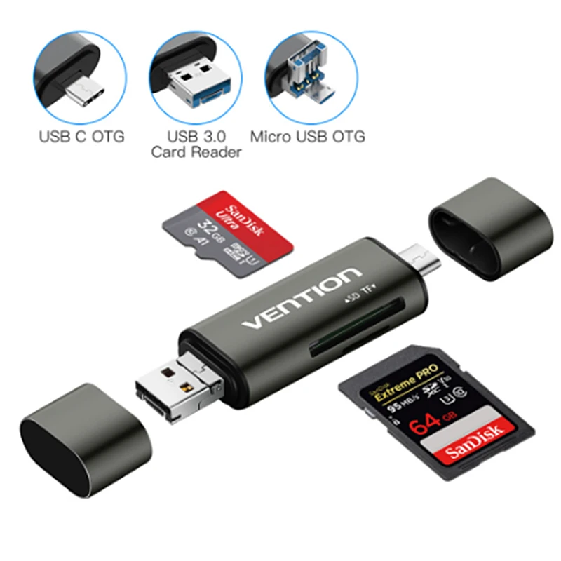 Vention Micro SD кард-ридер адаптер type C USB карта памяти для MacBook ноутбука 3 0 SD/TF OTG |