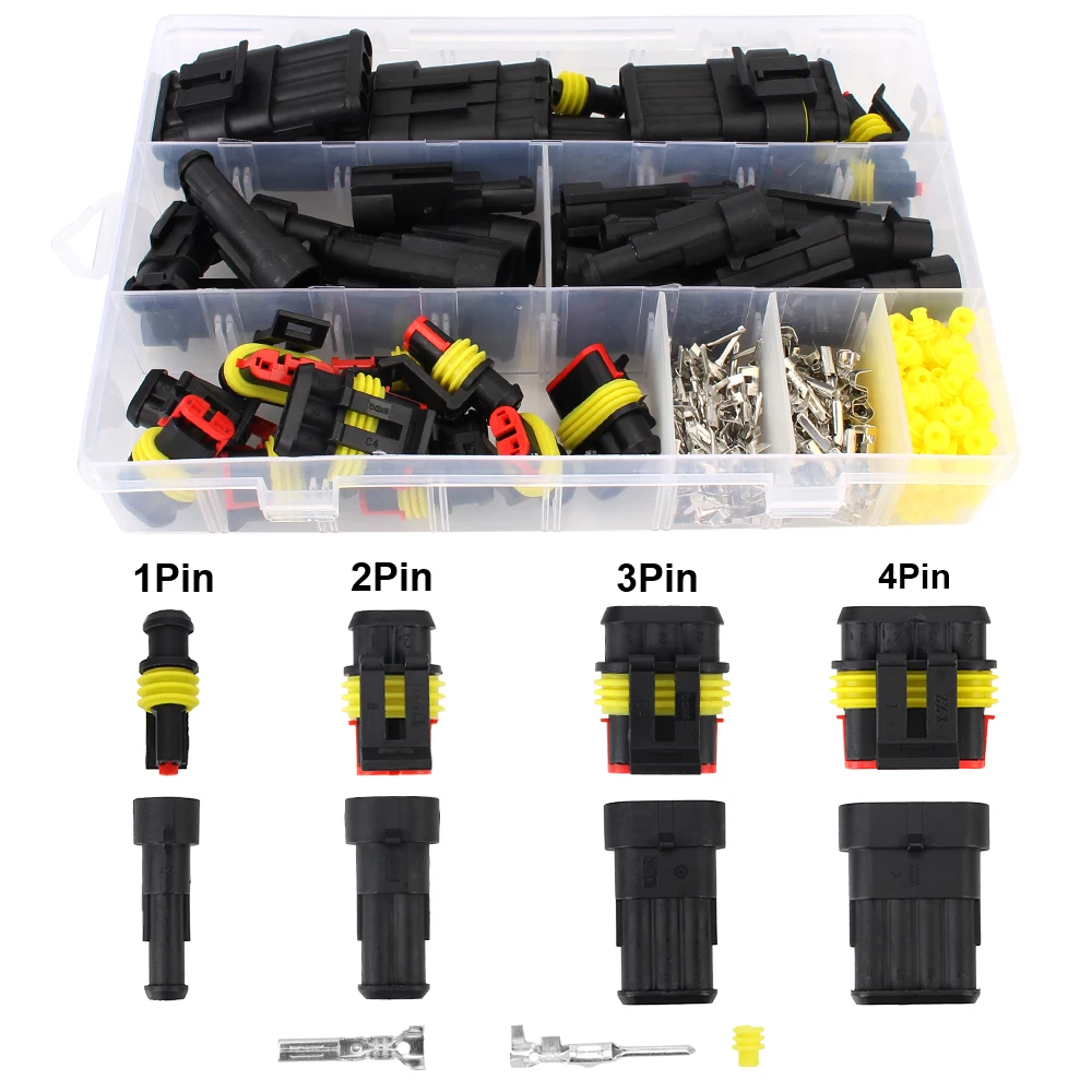 

254Pcs Electrical Wire Connectors Kit Automotive Solder Wire 1-4 Pin Plug Car Wiring for Car Motorcycle Yacht