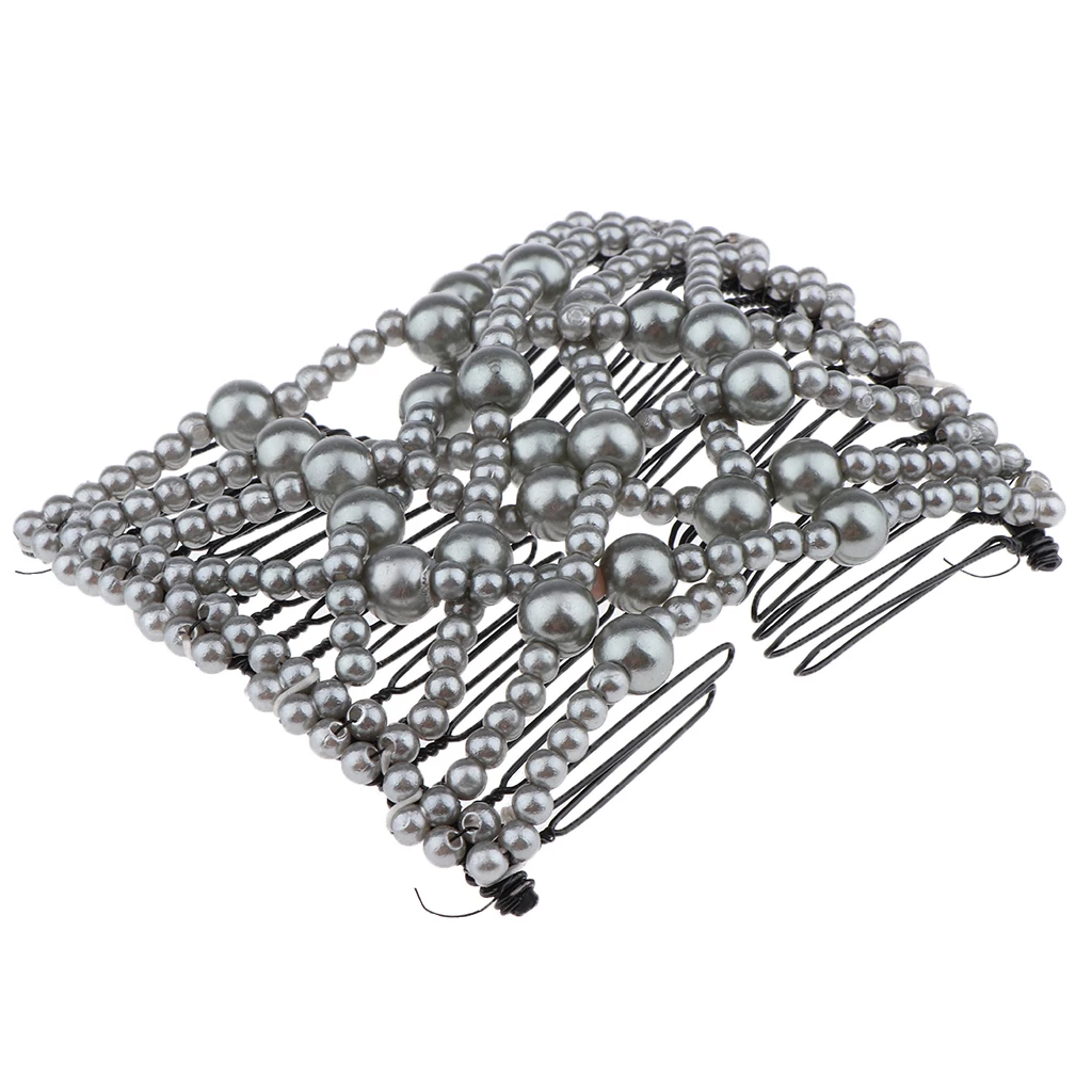 Женские Эластичные двойные Волшебные гребни серые искусственные жемчужины
