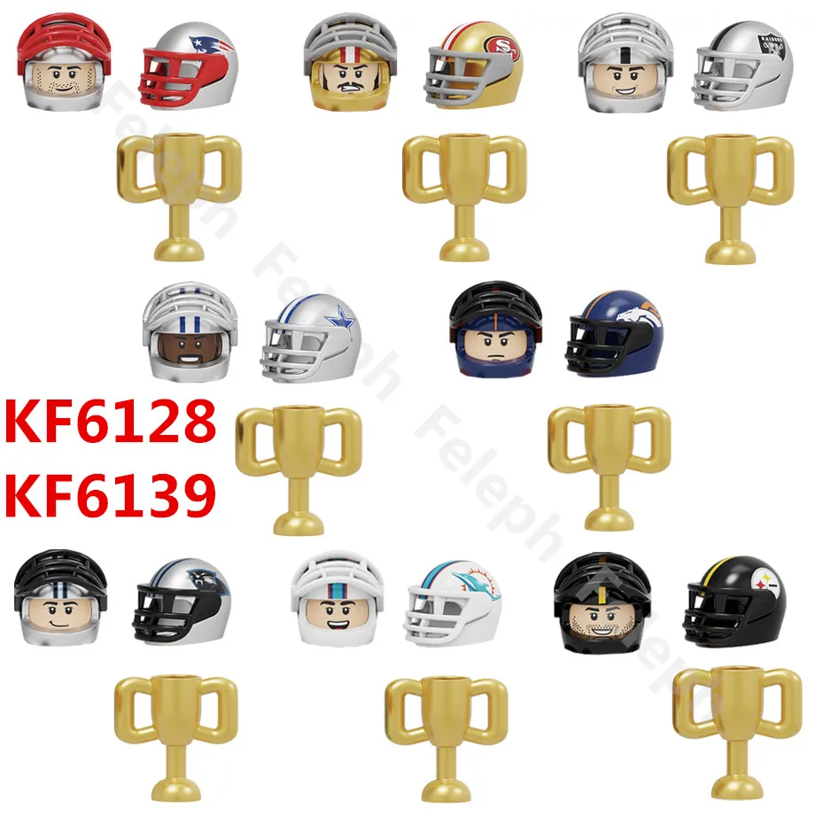 

Feleph Одиночная Новинка KF6139 KF6128 спортивная фигурка голова регби команда Международный футбол атлетические Кирпичи Строительные блоки игруш...