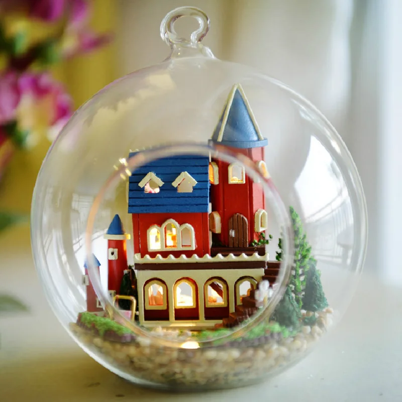 

Glass Ball DIY DollHouse Kit Wooden Doll Houses Miniature Dollhouse Furniture Kit Toys For Children Birthday Gift
