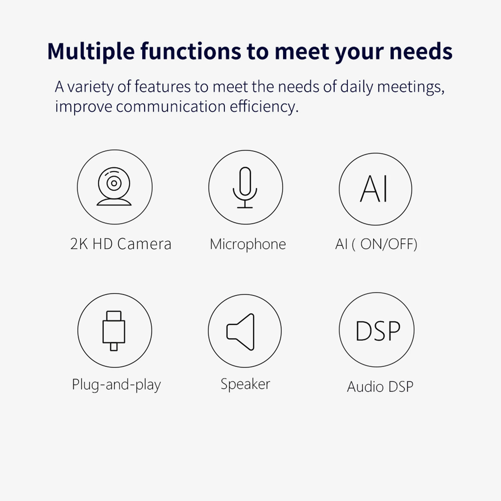 

Aibecy 4 Megapixel Webcam 3-in-1 Video Conference Camera with Microphone and Speaker AI Face Tracking Auto Focus 360 Voice