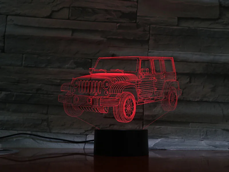 3D лампа Jeep на батарейках изменение цвета с пультом дистанционного управления
