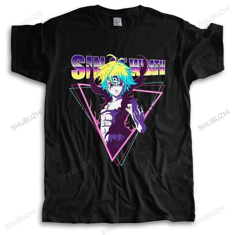 

The Seven Deadly Sins T Shirt for Men Soft Cotton Graphic T-shirt Short Sleeve Meliodas Demon Anime Manga Tee Top Fitted Appare