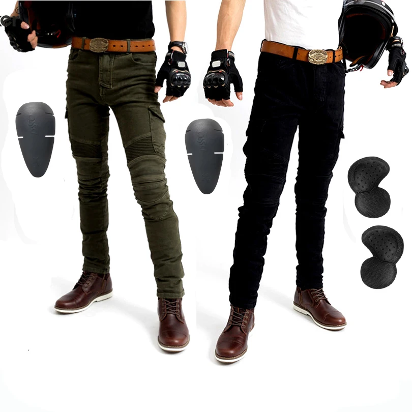 Брюки мужские мотоциклетные с защитной экипировкой защитные джинсы для езды на