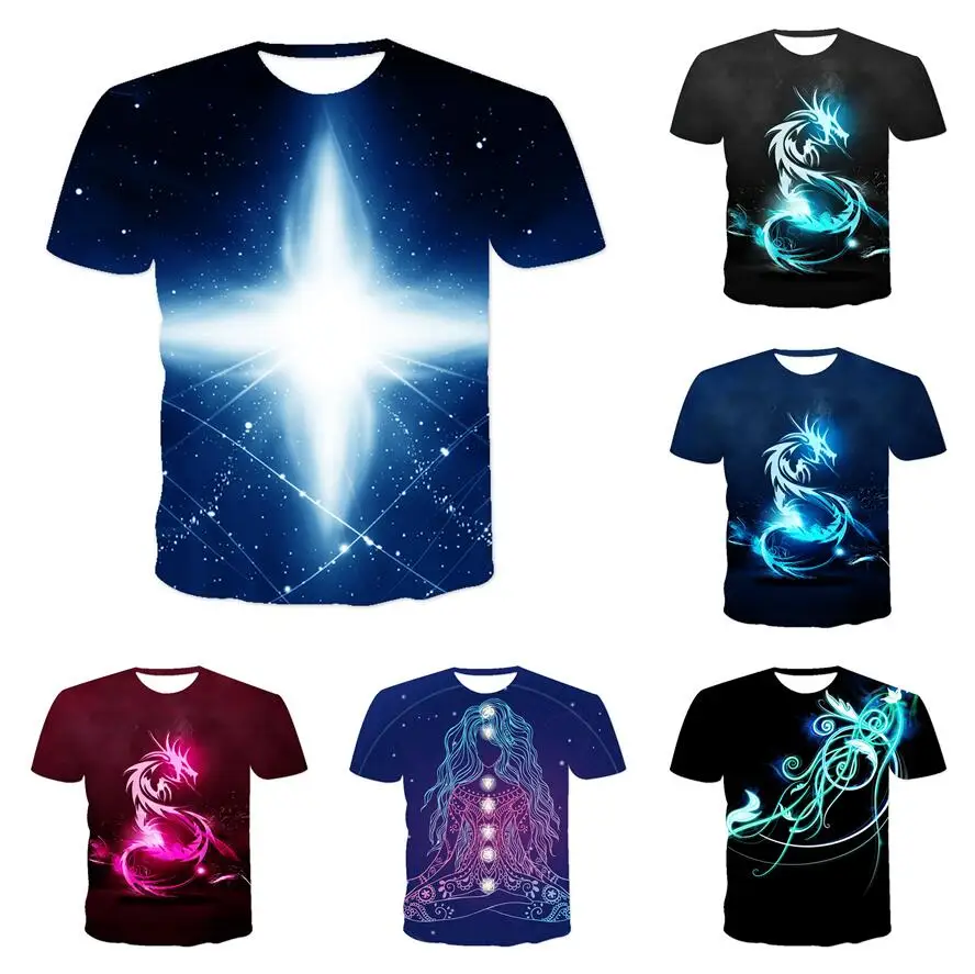 

Summer top street style t-shirt men / women Harajuku luminous round neck printing fashion cool casual short sleeves