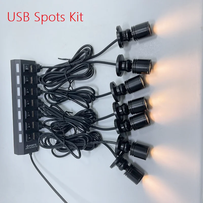etrnLED Led USB 5V Spot Light Portable Mini Spotlights Wine Cabinet Kitchen Jewelry Showcase Lamp Lighting Kit With Switch 1W 3W