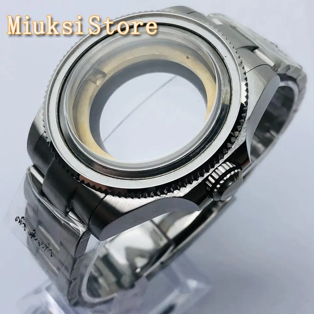 43 мм Серебряный чехол с сапфировым стеклом из нержавеющей стали подходит для NH35