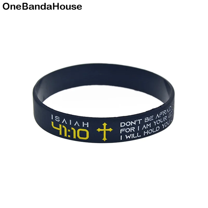 

OBH 50PCS Isaiah 41 10 Do not Be Afraid Jesus Silicone Rubber Wristband