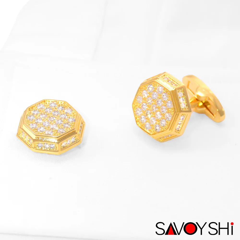 SAVOYSHI роскошные запонки с кристаллами для мужчин s рубашка запонки высокого качества круглые запонки модный бренд мужские ювелирные изделия подарок