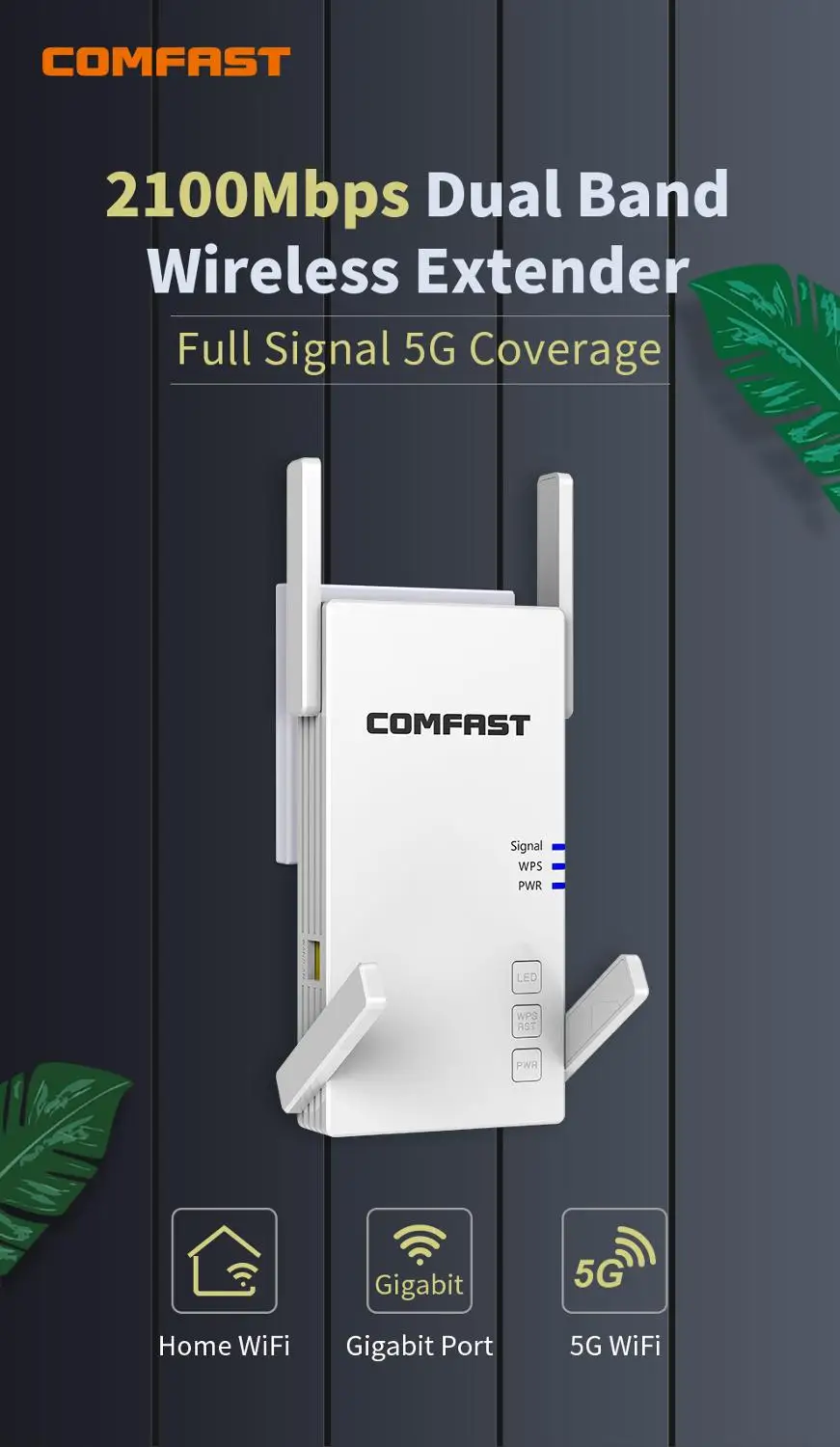 2100Mbps Gigabit Long Range Extender 802.11ac Wireless WiFi Repeater Wi Fi Booster 2.4G/5Ghz Wi-Fi Amplifier router Access Point |