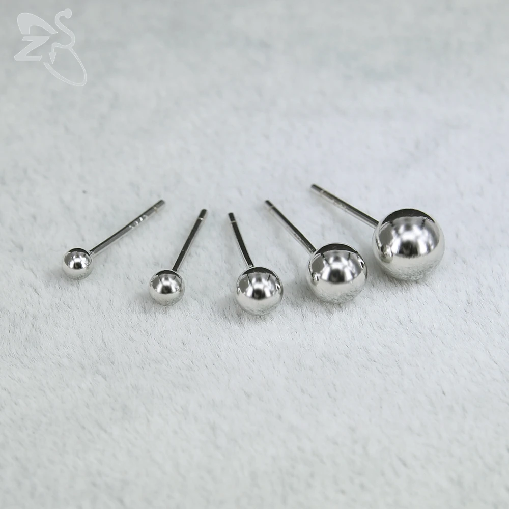 Серьги гвоздики из серебра 925 пробы с шариком 2 шт./лот|Серьги-гвоздики| |