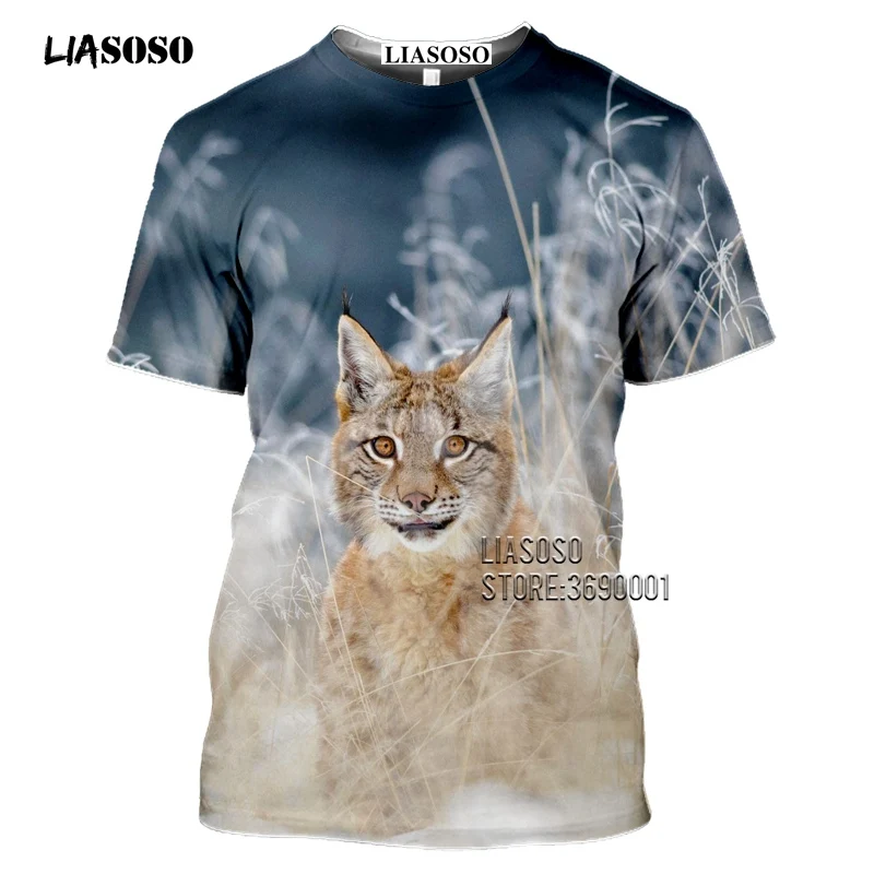 Футболка liaseo eurasia lynx с 3D-принтом кота дикой природы мужская женская футболка