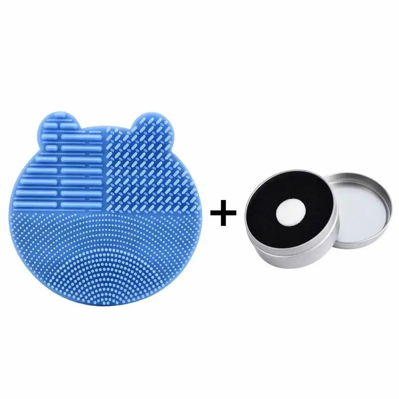 

Silicone Makeup Brush Cleaning Mat with Brush Drying Holder Brush Cleaner Mat Portable Bear Shaped Cosmetic Brush Cleaner Pad