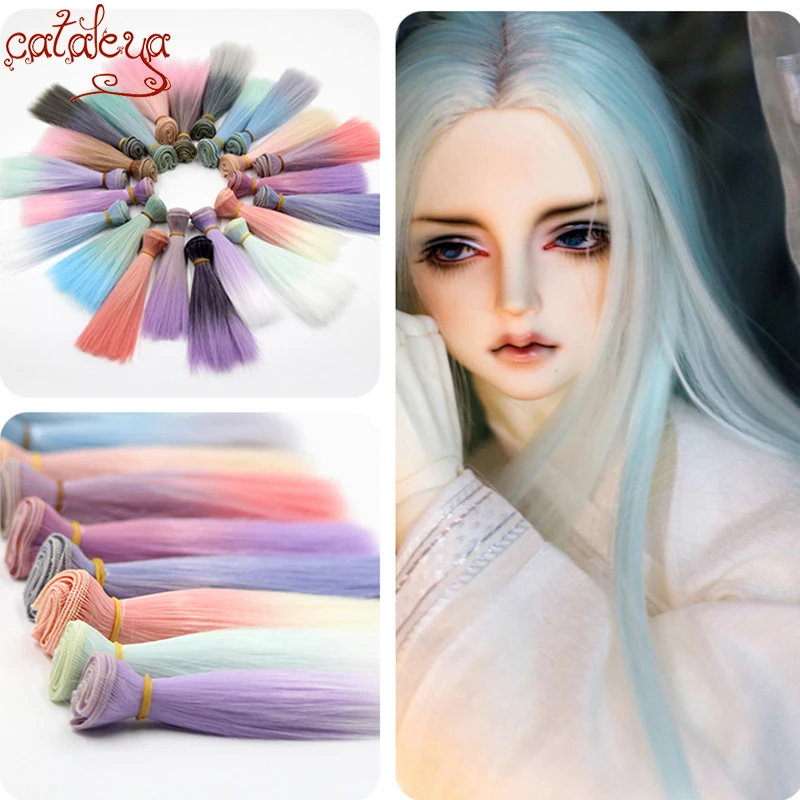 

Cataleya Long Straight Heat Resistant Gradient Colour 25*100cm And 15*100cm BJD DIY Dolls Wig