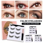 3 пары магнитных ресниц с комплектом подводки для глаз искусственный набор без клея Многоразовые Накладные ресницы мягкий и естественный вид