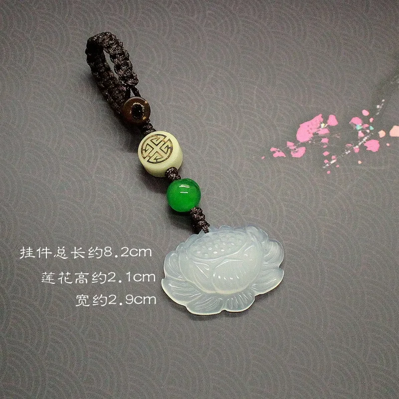 

cute keychain ice chalcedony lotus ruyi car keychain bag pendant small accessories girlfriends couple gifts keychains for ladies