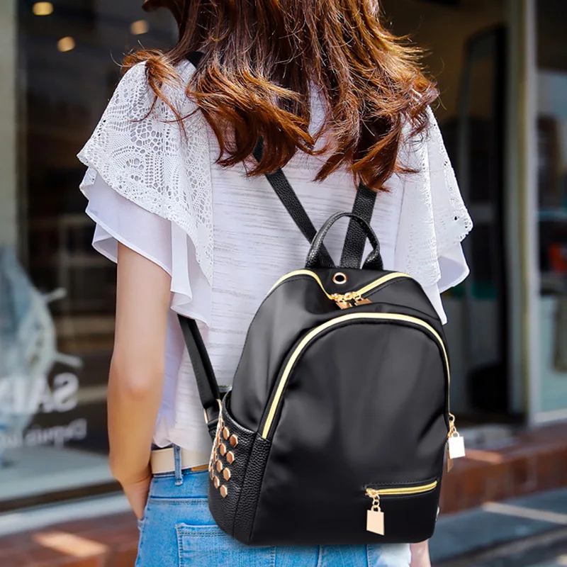 

2020 New Ladies Fashion Backpack Nylon Wild Mini Backpack Luxury Designer Canvas Rivet Zipper Multifunctional Women Bag MLM07