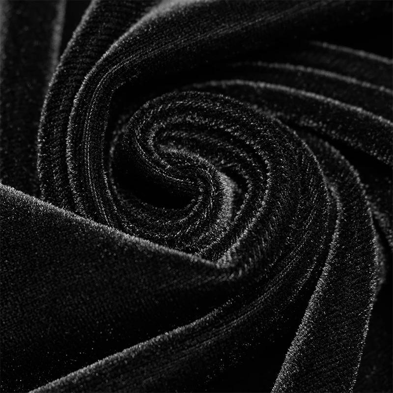 Женское бархатное платье в стиле панк-рейва черное с двойным рукавом и вырезами