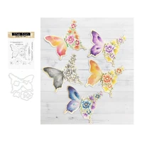 butterfly flowers metal cutting dies and clear rubber stamps for scrapbooking craft stencil seal sheet decor embossing template