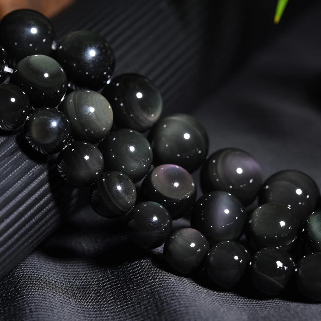 Круглые Бусины Из Натурального обсидиана 4-12 мм для изготовления ювелирных