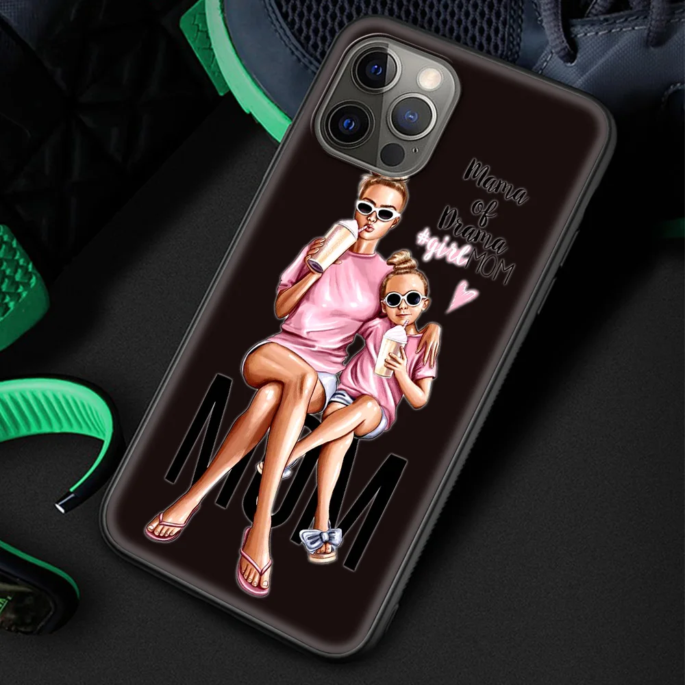 

Baby Mom Girl Luxury Silicone TPU Case for iPhone 12 11 Pro MAX 7 8 6 6S Plus XR X XS MAX SE 2020 Phone Coque Shell