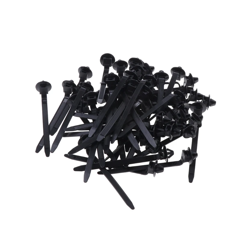 

50 Pcs Nylon Black Car Cable Strap Push Mount Wire Tie Retainer Clip Clamp