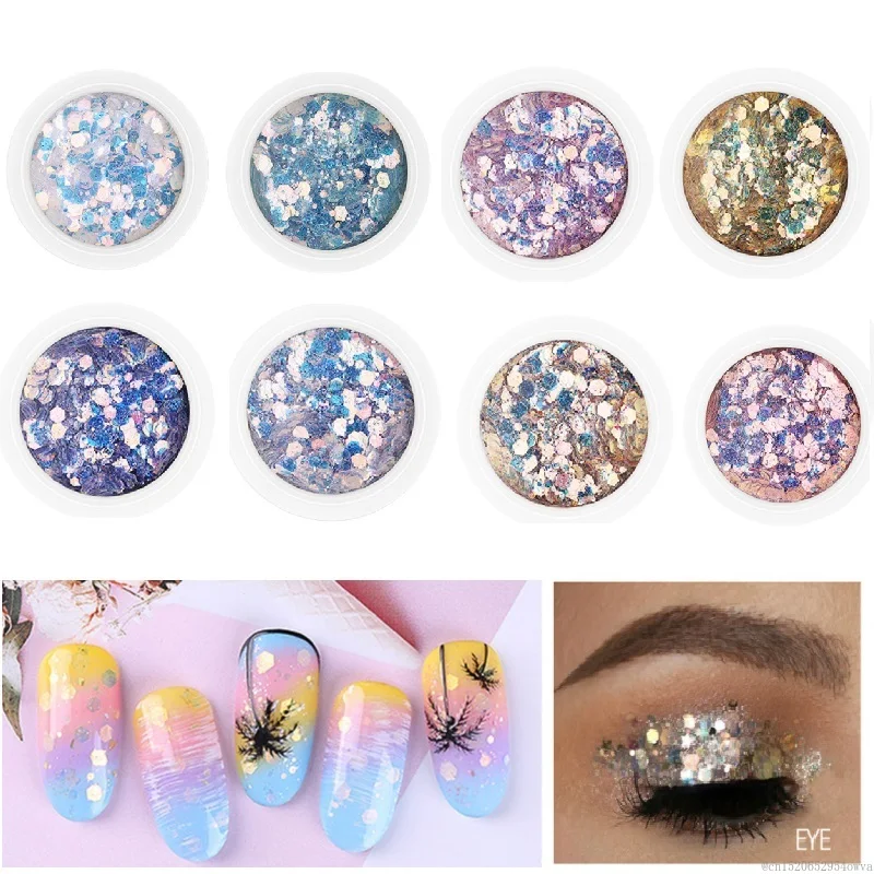 Градиентное мерцание лак гель для глаз ногтей Уход за кожей лица блеск арт флэш