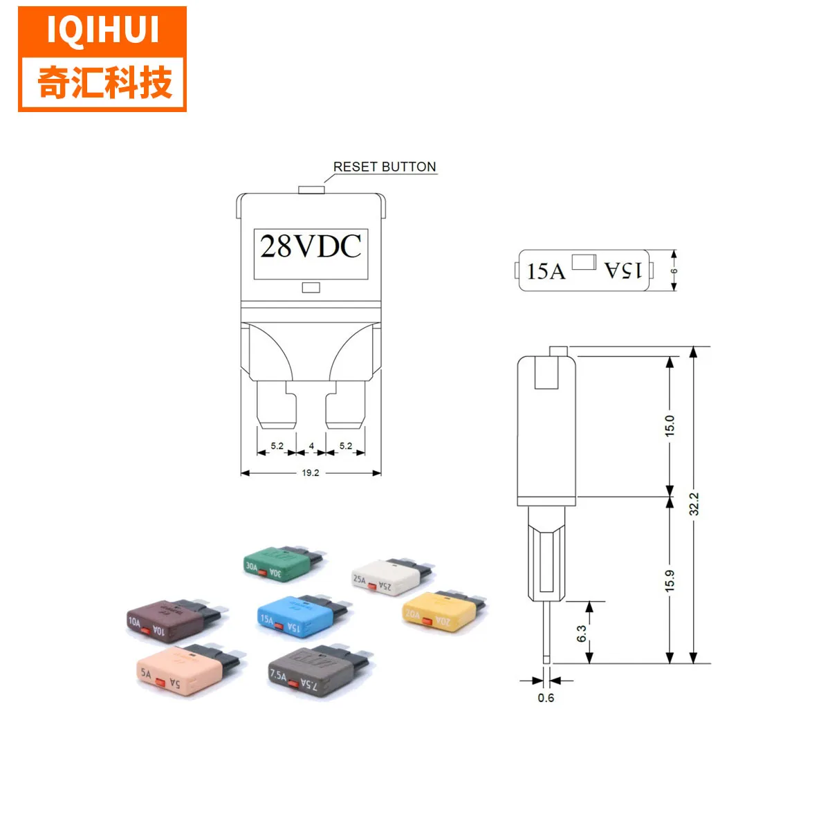 

Fit for Auto fuse 10A / medium reset fuse breaker / overload protector / chip fuse plug