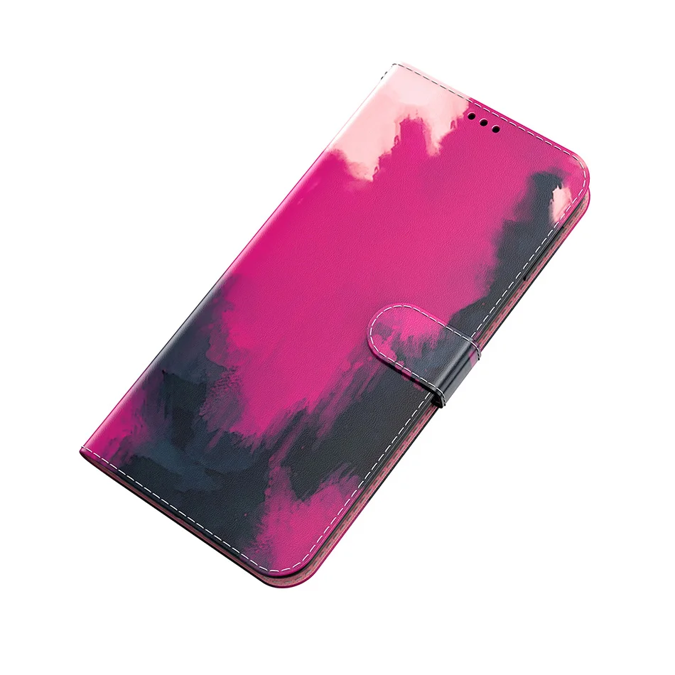 Чехол-книжка для Huawei Honor 8S 8A 9X P Smart 2021 Nova 5T P40 Lite P50 Pro Y5 Y6 2019 с рисунком акварельных