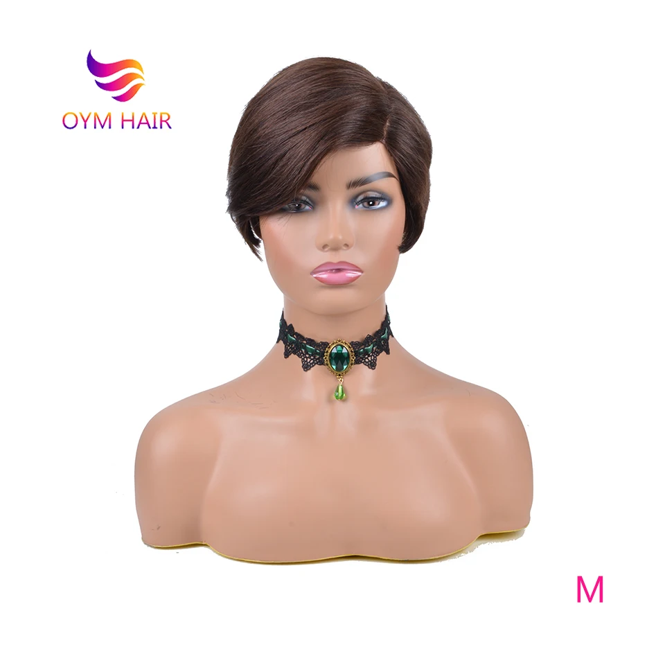 OYM Волосы Бразильские Remy прямые волосы парик шнурка Короткие парики из