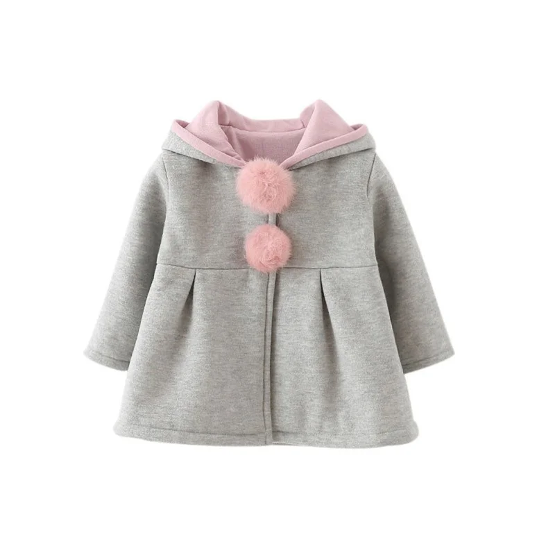 

Winter Spring Baby Girls Long Sleeve Coat Jacket Rabbit Ear Hoodie Casual Outerwear