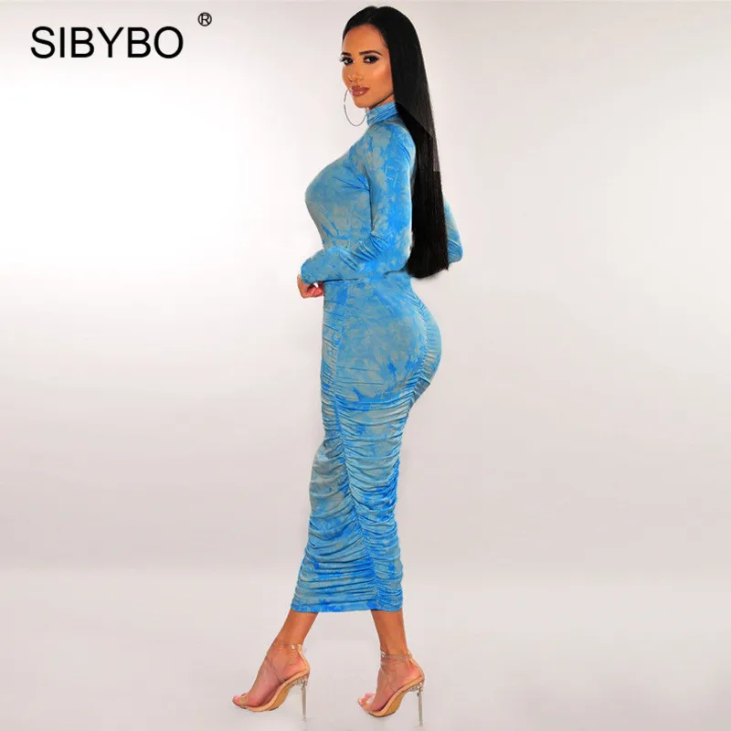 Женское длинное плиссированное платье SIBYBO летнее облегающее с высоким