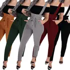Женские комбинезоны с высокой талией, однотонные женские брюки с поясом, мешковатые брюки, комбинезоны на лямках, облегающие брюки-карандаш